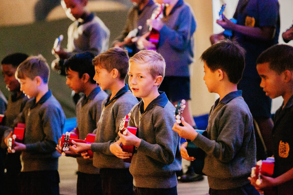 Primary School boys during a music recital as part of our cultural programme